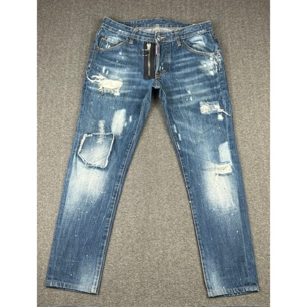 Dsquared2 Caten Slim Fit Distressed Paint Splatter Skater Jeans IT 48 US 32x27.5